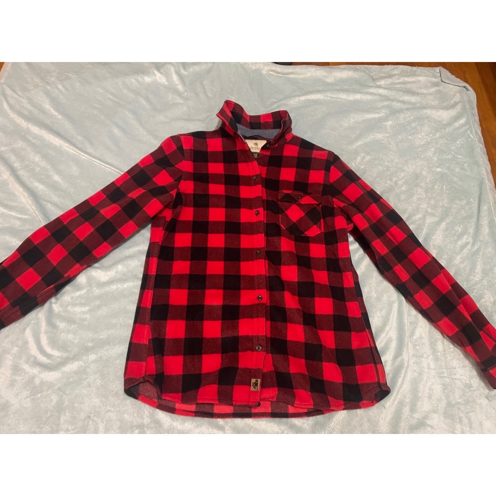 Legendary Whitetails Womens Fleece Buffalo Plaid Button Up Shirt Red Black Large